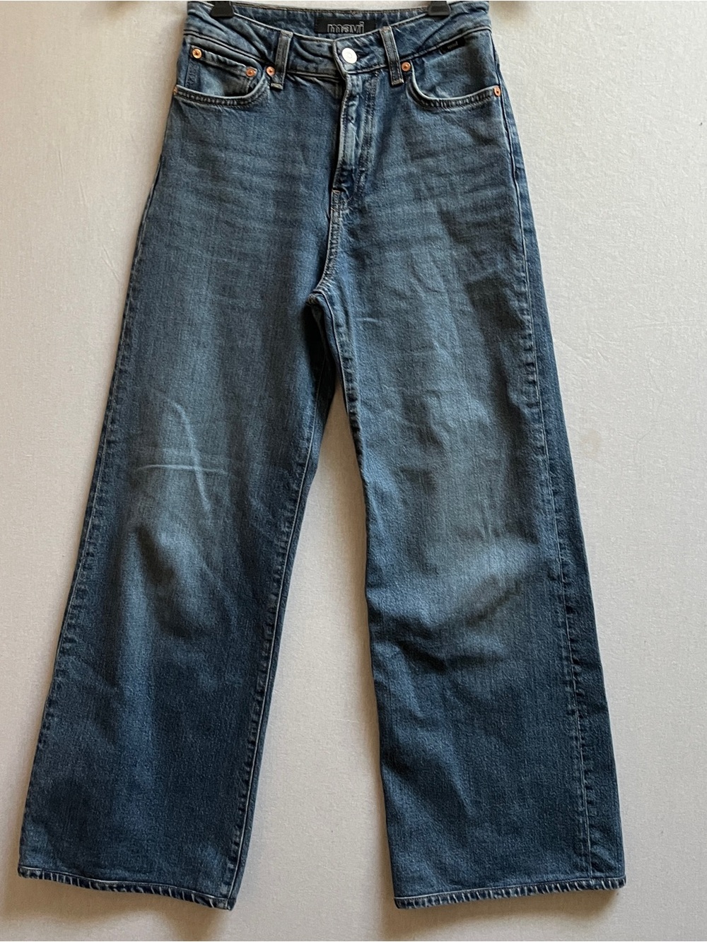 Mavi Florida Mid-Rise Loose Wide-Leg Dark Blue Denim Jeans Sz 26